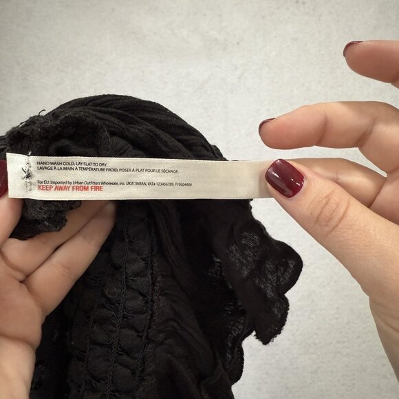 Free People FP One Top Womens L Black Lace Crochet Peplum Cami Boho Strappy - Picture 7 of 8